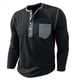 thumbnail image 2 of Camisetas Henley de Larga Raglán para Hombre, Informales, Ajustadas y A . Negro XL, 2 of 6