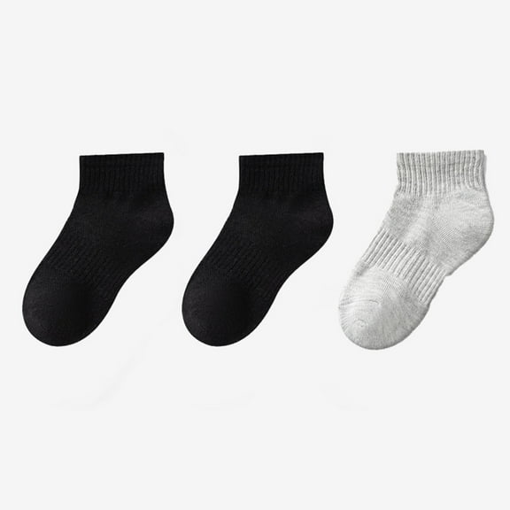 Cotton Ankle Socks for Boys & Girls 3 Pack Moisture-Wicking Juniors Toddlers Kids Casual Solid Multipack School Uniform Workout Crew Sock