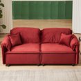 thumbnail image 2 of Living Room Furniture Sets, Sofa, Velvet Couch with Pillows, Upholstered Recliner Sofa, Modern Style Sofa Couch, Velvet Sofa Chair with Wooden Frame for Living Room Apartment, Red, 2 of 9