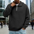 thumbnail image 5 of Mens Oversized Hoodies Pullover Quarter Zip Casaul Long Sleeve Waffle Knit Athletic Hooded Sweatshirt with Pocket, 5 of 9