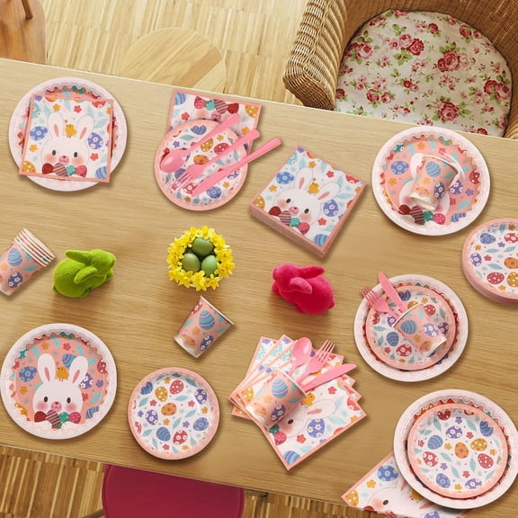 Easter Plates and Napkins Disposable, Easter Party Supplies for Theme Party Decorations