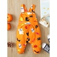 thumbnail image 2 of Franhais Baby Romper, Sleeveless Cartoon Cat/Ghost Button Closure Halloween Bodysuit for Girls Boys, 2 of 9