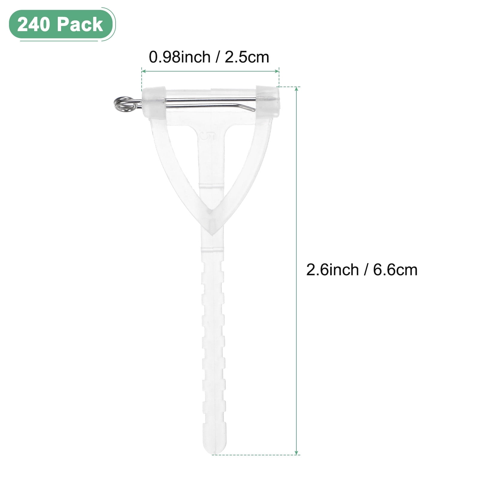 &nbsp;240-Pack Boutonnieres Safety Pins, Plastic Triangle Corsage Pin Buttonhole Flowers Pins for Wedding/Bridegroom Brooch/Party, T Shape Safety Clips Holder [6.5cm, White]