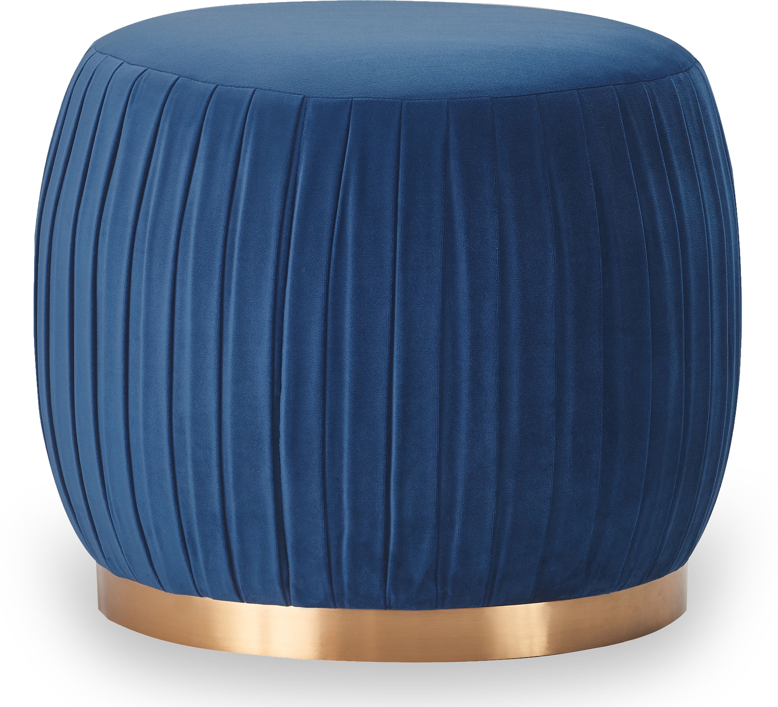 Adore Decor Jolie Modern Pleated Velvet Ottoman in Blue