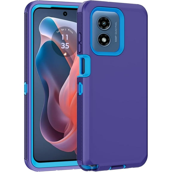for Moto G Play 4G 2024 Case, with Built in Screen Protector Heavy Duty Drop Protection,Full Body Rugged Shockproof Tough Protective Phone Cover for Motorola Moto G Play 4G 2024 (Blue)