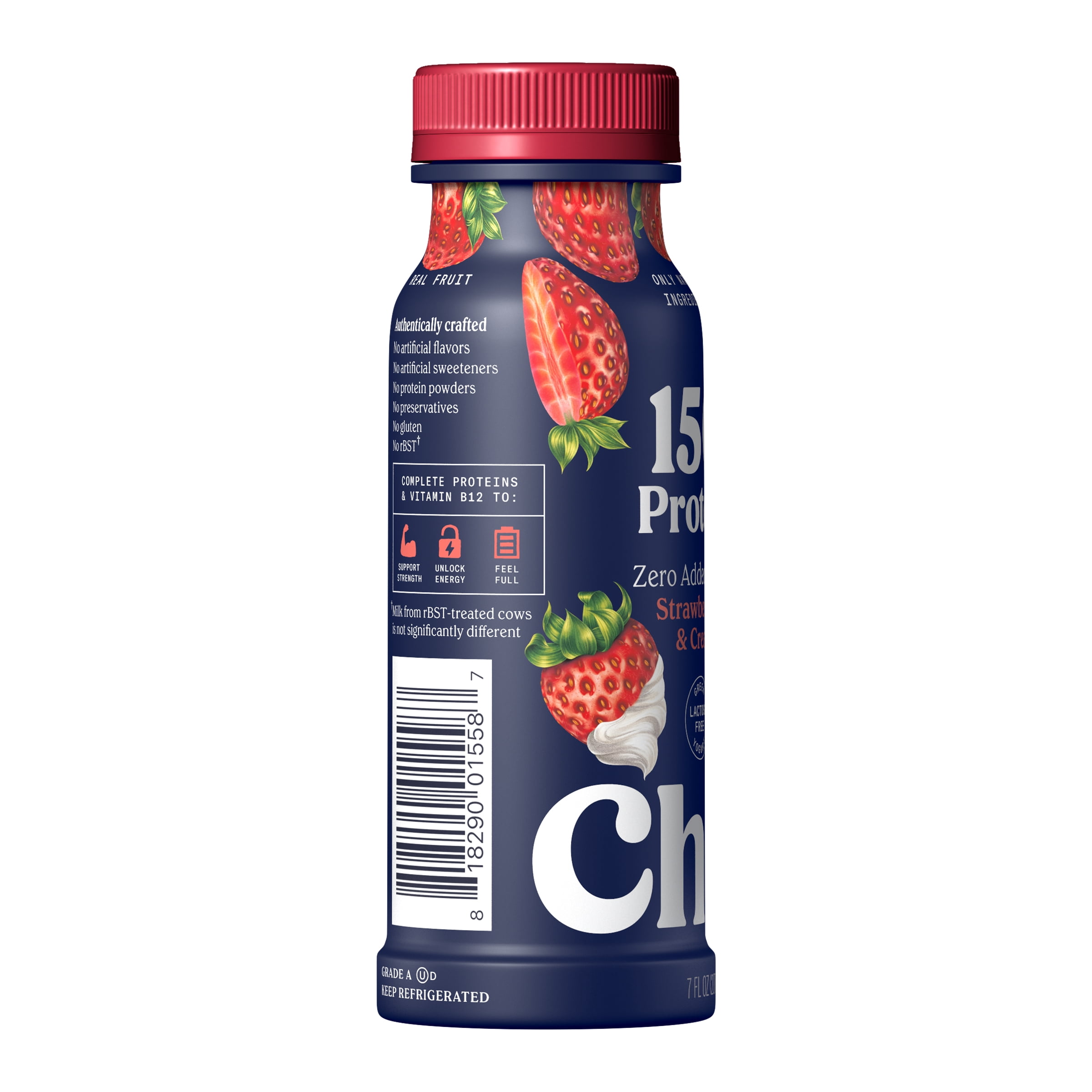 Chobani 15G Protein Low-fat Greek Yogurt Drink Strawberries & Cream 7 fl oz Bottle