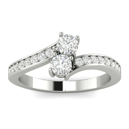 0.50ctw Diamond Two Stone Ring in 10k White Gold (G-H, I2-I3, 0.50ctw)