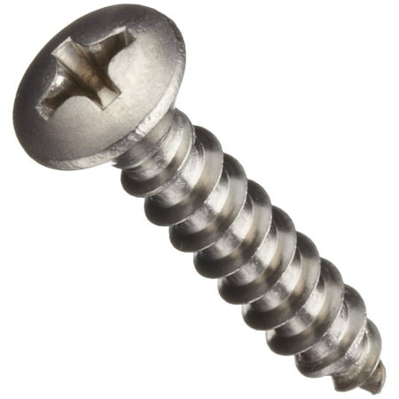 

Stainless Steel Sheet Metal Screw Plain Finish Oval Head Phillips Drive 5/8 Length #6-18 Threads (Pack of 100)
