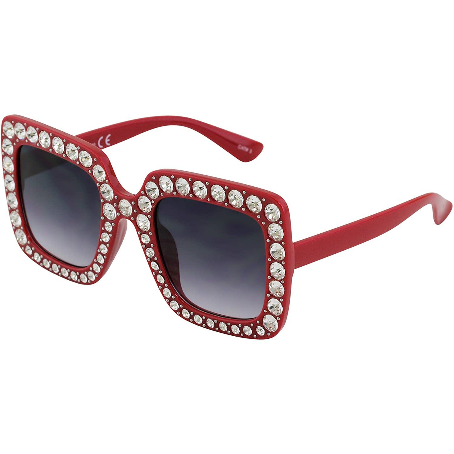 Beverly Retro Square Rhinestone Sunglasses - Red – Sophia Collection