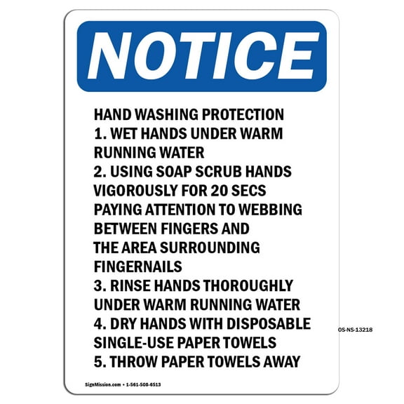 OSHA Notice Signs - Hand Washing Protection 1. Wet | Decal | Protect Your Business, Construction Site, Warehouse | Made in the USA
