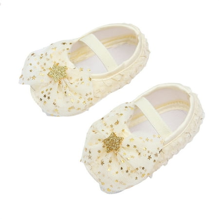 

Eyicmarn Baby Cotton Cloth Shoes with Pentagram Sequins Bow Mesh Sweet Decoration Accessory