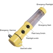 HNF Shop Safety Emergency Escape Tool, Seat Belt Cutter Window Breaker Hammer LED Flash Light Yellow