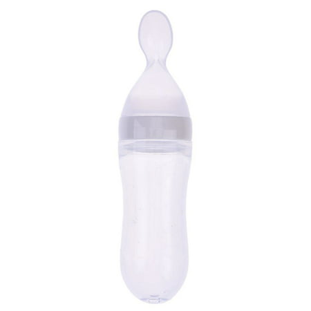 90ml Silicone Squeeze Baby Infants Rice Cereal Bottles with Spoon Newborn Toddler Feeder Feeding