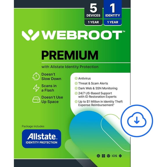 Webroot Allstate Premium 5 Devices 1 Year (Digital Download)