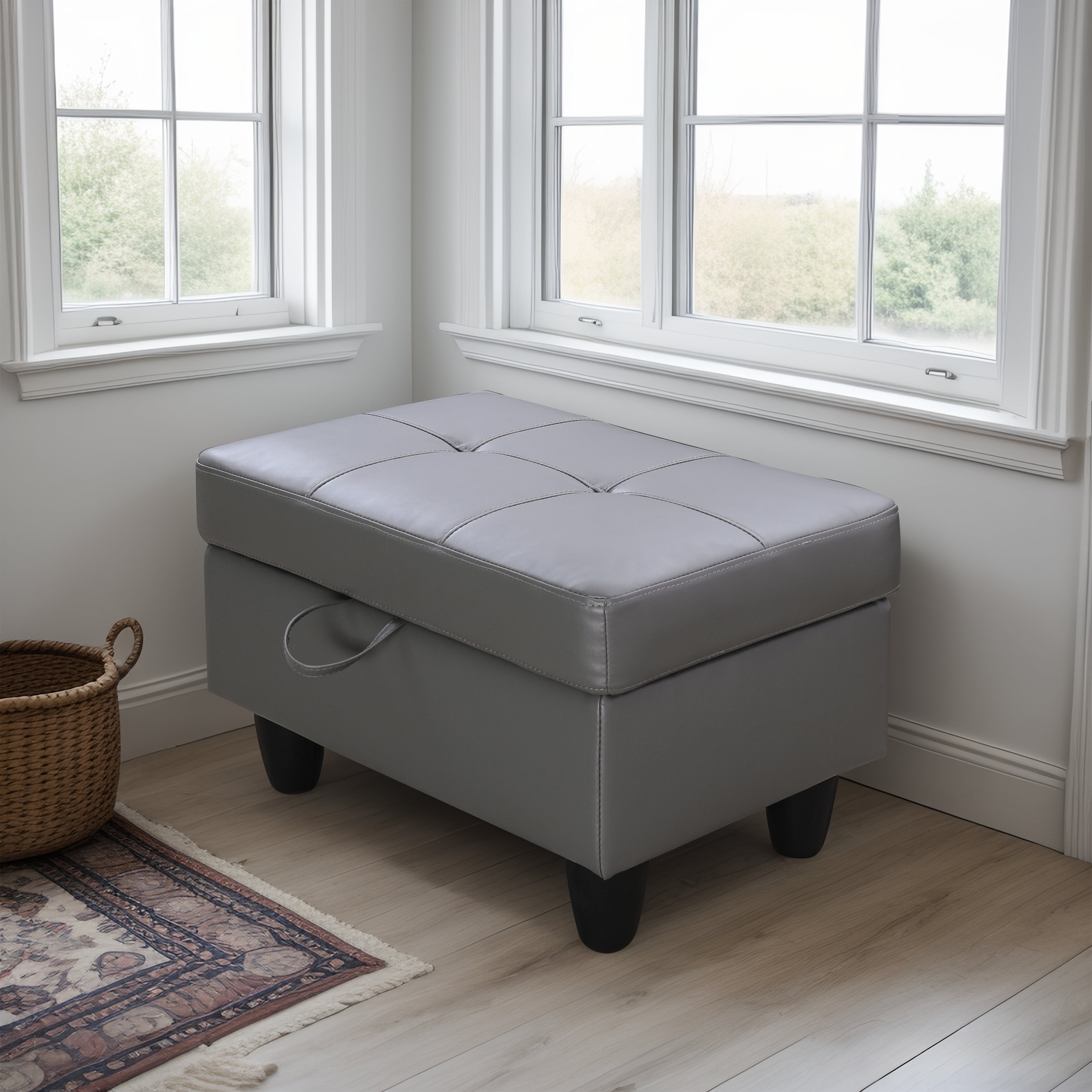 Large Khaite Patterned Fabric Storage Ottoman in Grey - Walmart.com