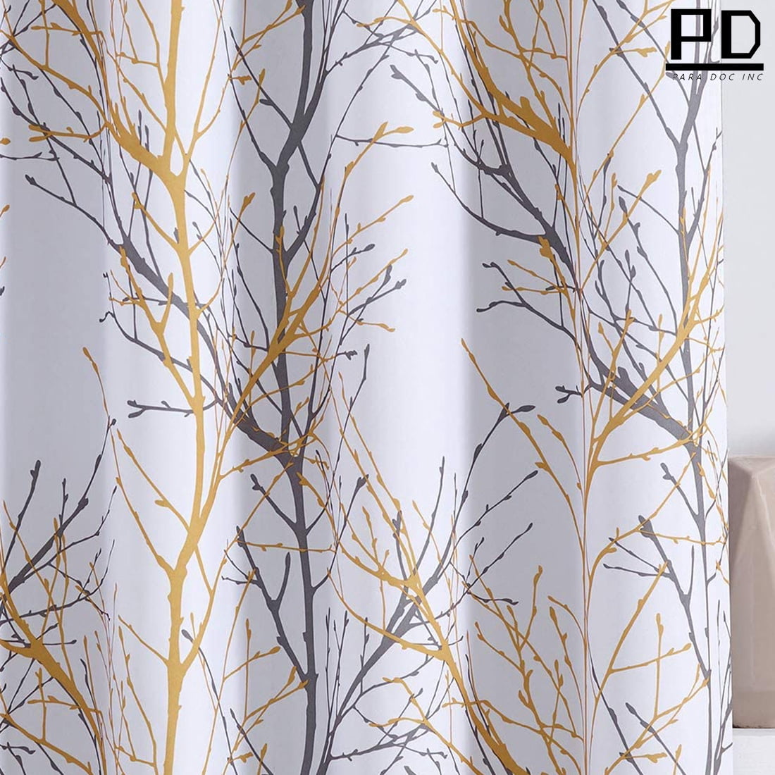 Yellow Grey Curtains for Bedroom