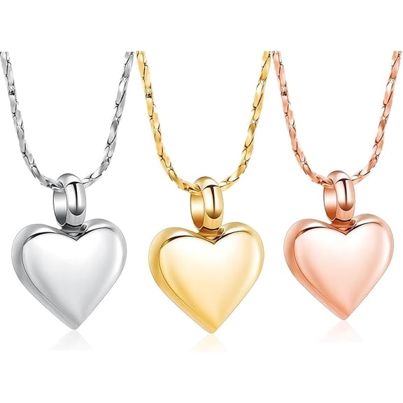 3 Pcs Heart Mini Heart Cremation Urn Necklace for Ashes Stainless Steel Ash Holder Pendant Keepsake with Gift Box Memorial Cremation Ash Jewelry Keepsake Pendant Necklace for Women