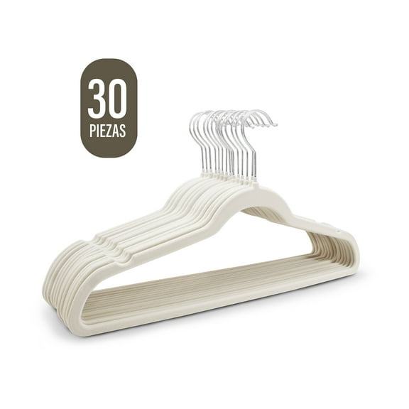 Set De 30 Ganchos De Ropa Terciopelo Antideslizantes