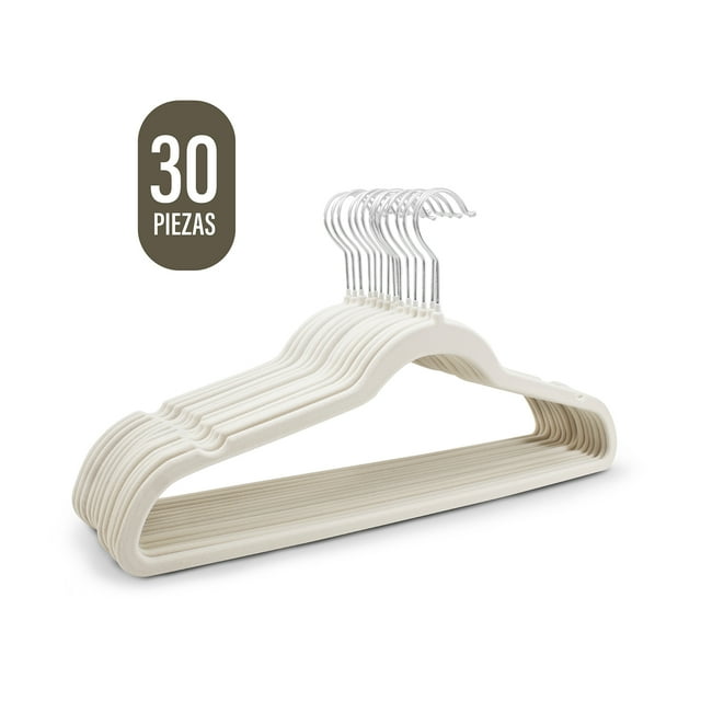Set De 30 Ganchos De Ropa Terciopelo Antideslizantes
