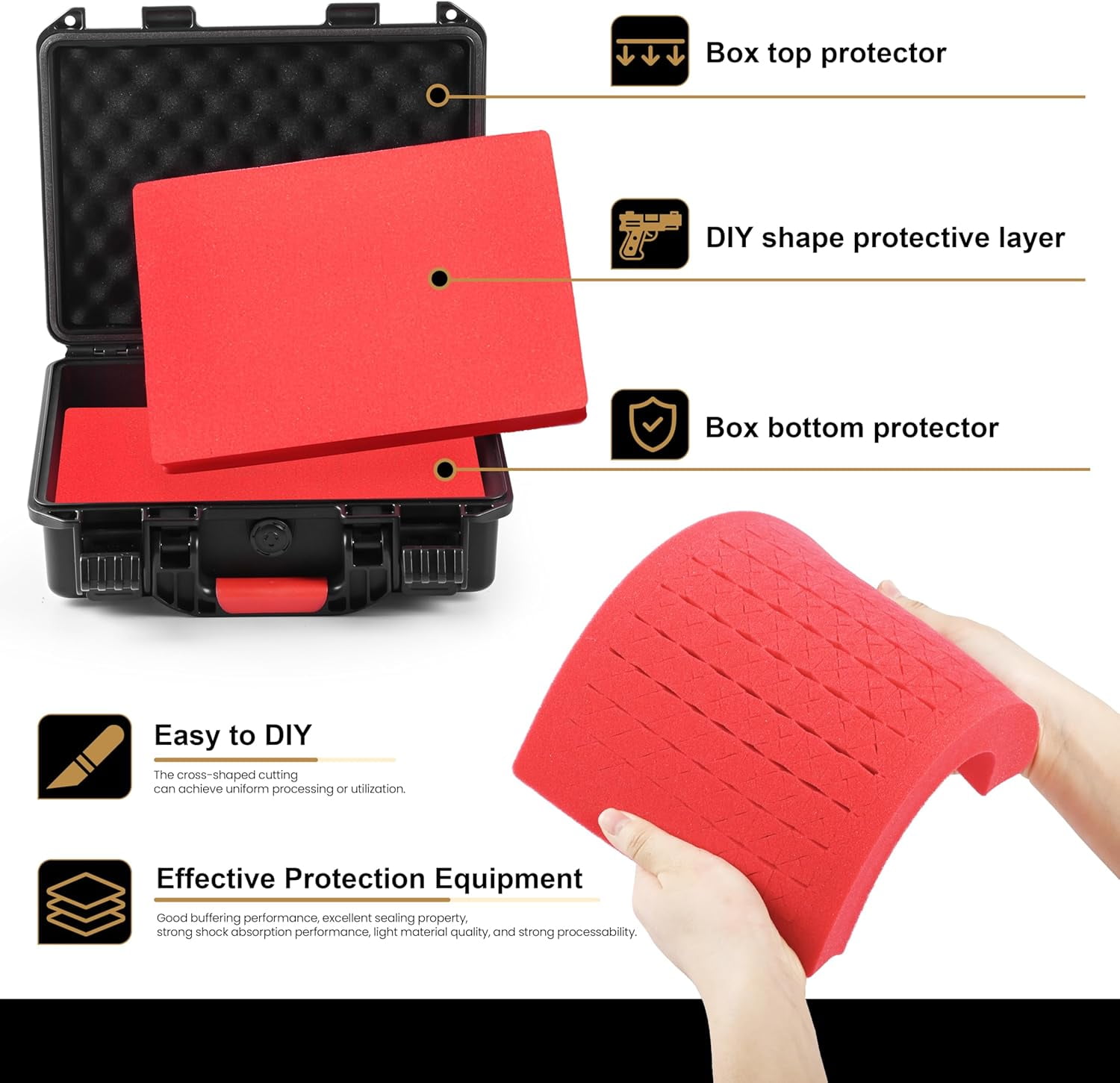 Kinghardcase TSA-Approved Handgun Hard Shell Case – Waterproof, Shockproof & Lockable（Fits 9mm）