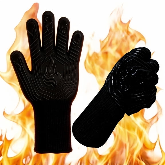 Oven gloves, heat-resistant, high-temperature resistant, and cutting resistant gloves, suitable for grilling, cooking, and baking, silicone anti slip,a pair