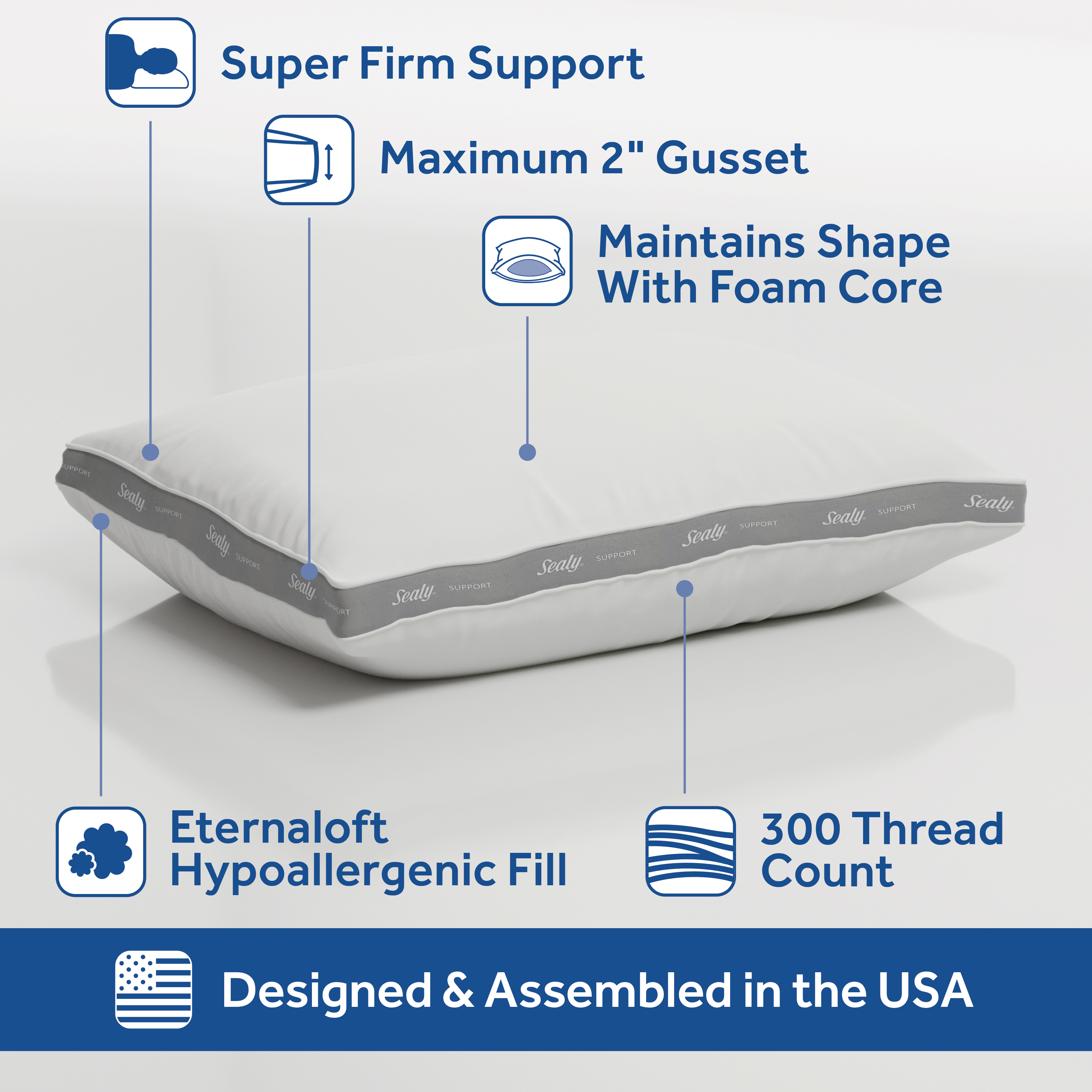 Sealy Extra Firm Support Foam Core Pillow 2-Pack photo 2