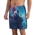 thumbnail image 2 of Wukai DJ Panda Hot Air Balloon Print Beach Trunks with Compression Liner Swimsuit Quick Dry Beach Sports Shorts with Pocket-Small, 2 of 6