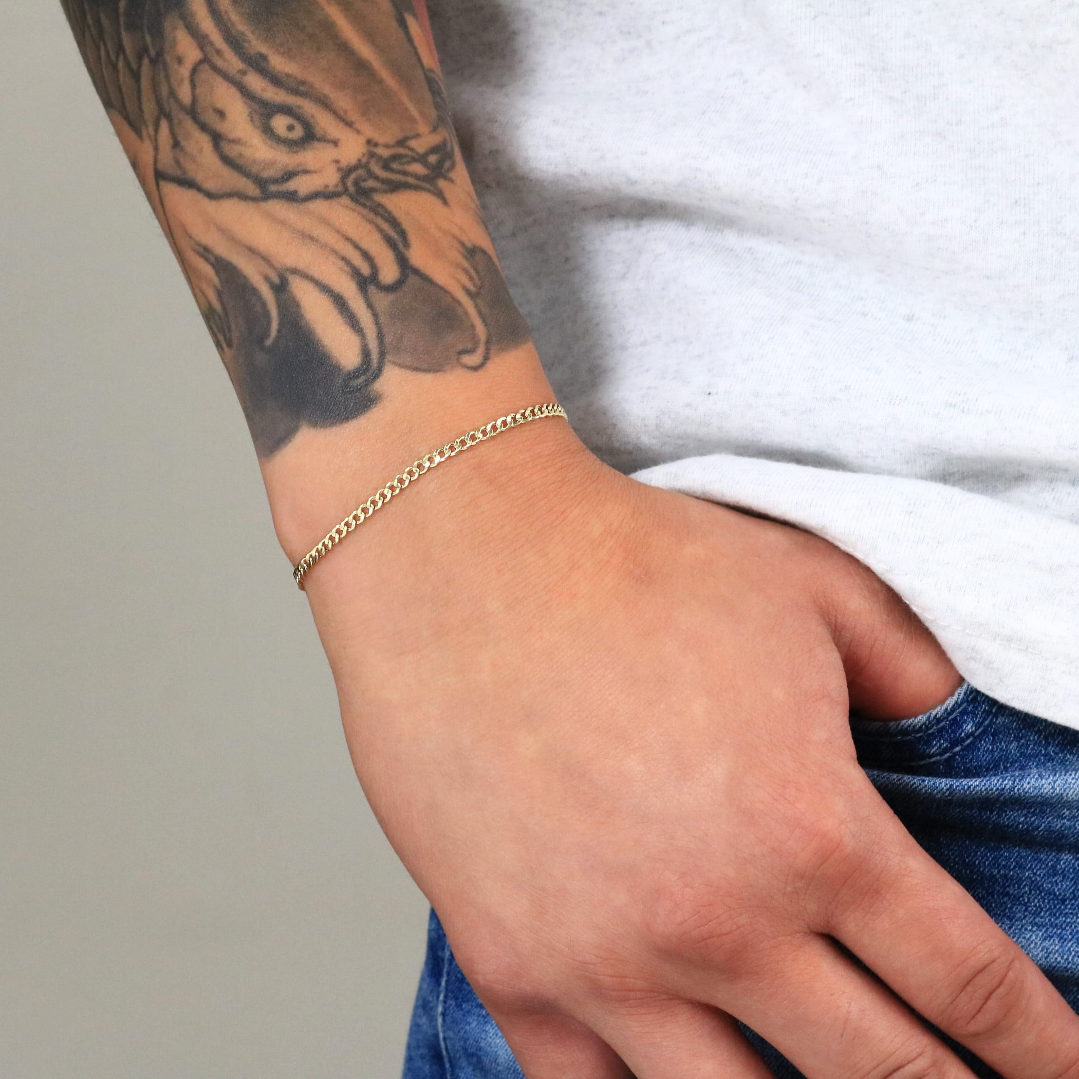 Nuragold 10k Real Yellow Gold Cuban Curb Link 2.5mm Chain Bracelet or Anklet (7"-9") Italian Jewelry for Men & Women
