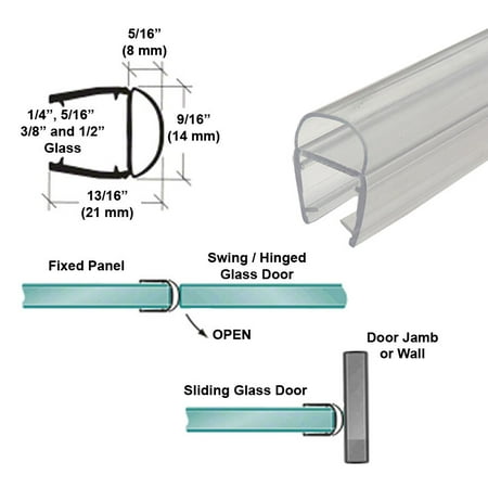 

Universal Clear Polycarbonate U-Channel with Soft Bulb Seal for 1/4 5/16 3/8 and 1/2 Glass - 73 Long