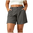 thumbnail image 1 of Achuyrbd Womens Plus Size Casual Shorts, Front Button Loose Fit Lightweight Summer Shorts with Pockets, 1 of 7