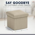 thumbnail image 2 of Ornavo Home 1 Pack Small Storage Ottoman Foldable Collapsible Cube Square Linen Ottoman Foot Rest Stool Seat, for Living Room, Bedroom, Home Office, Dorm - 12 x 12 x 12, Taupe, 2 of 7