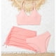 thumbnail image 4 of REDARER Girls' 3-Piece Swimsuit Set with Bikini, Ruched Cover-Up & Wrap Skirt – Plain Design for Summer, Beach, and Pool,Size 8-9 Years, 4 of 5