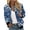 Blue, variant on Herrnalise Women's Bomber Jacket Casual Coat Zip Up Outerwear Windbreaker Floral Prints Overcoat With Pockets Blue,M