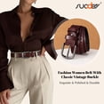 thumbnail image 2 of SUOSDEY Women Hollow Genuine Leather Belts with Pin Buckle,Fashion Casual Waist Belt for Jeans Dress Pants, 2 of 6
