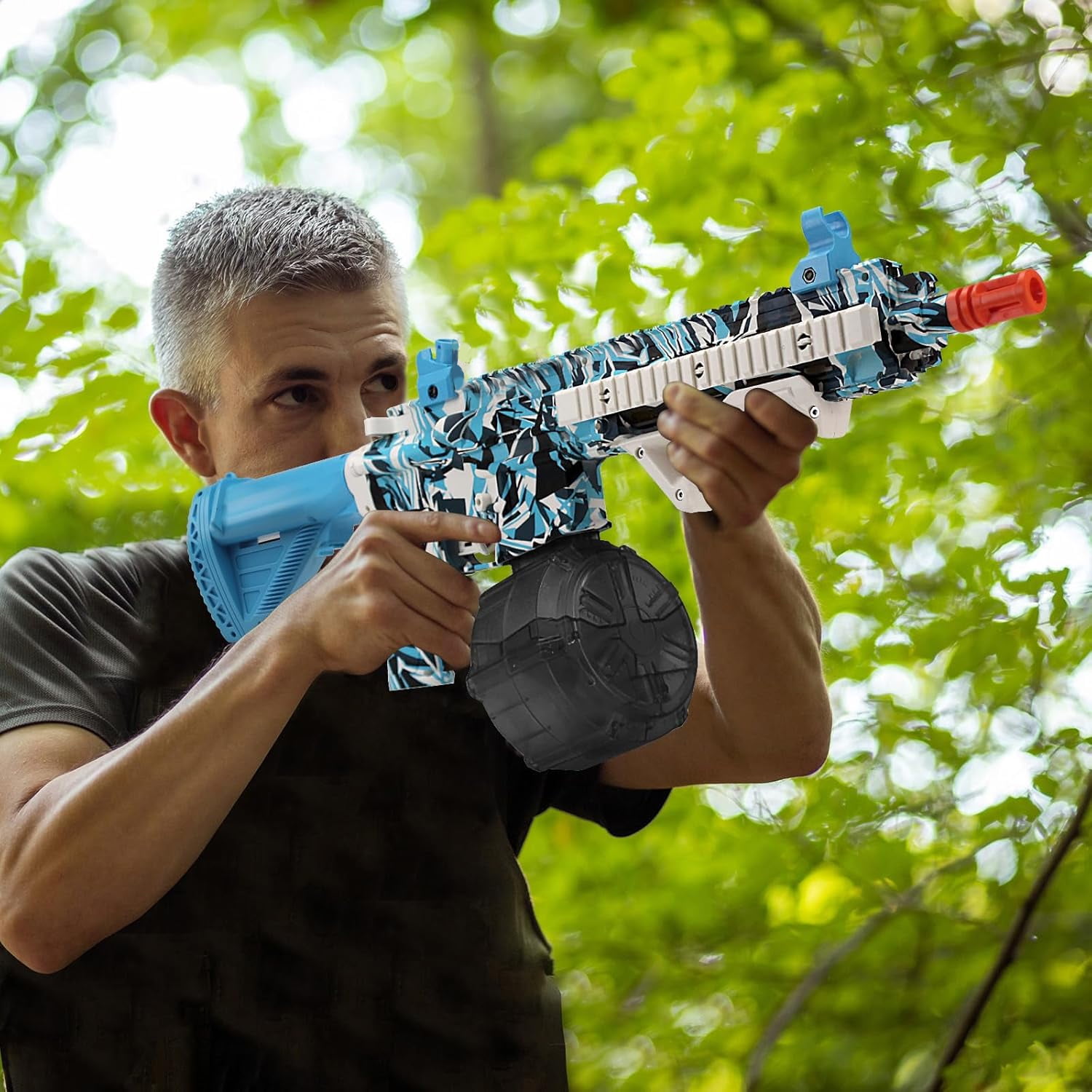 30-Inch Electric Gel Ball Blaster – 10 Rounds/Second, 1000+ Capacity Drum, Manual & Auto Modes Splatter Blaster, Adjustable Stock for 14+ Years Old