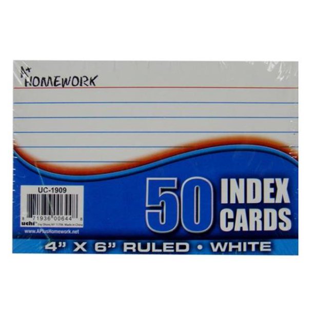 Index Cards White Ruled 50 Count 4" x 6" (48 Units Included