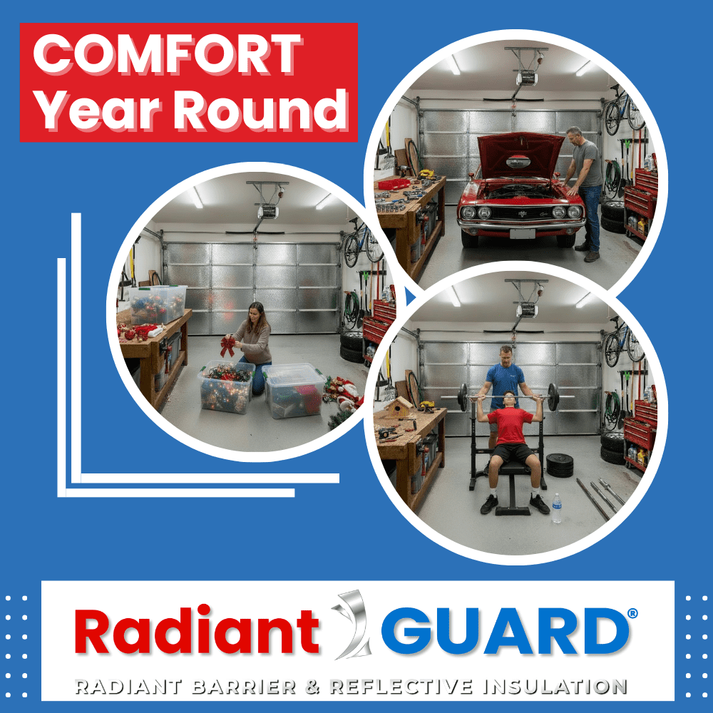 Garage Door Insulation Kit (Pre-Cut 16 Panels) Reflective Insulation Panels fit 2-Car Garage Doors 8-FT by 16-FT DIY Easy to Install Lightweight & Efficient Radiant Barrier Solution by RadiantGUARD