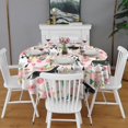 thumbnail image 2 of Husky and Pink Pioneer Flower Round Tablecloth 60"x60",Wrinkle Wipeable Table Cloth for Kitchen Dining Room Picnic Patio Party, 2 of 6