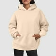 thumbnail image 3 of UJNDER Women's Oversized Pullover Hoodie with Large Pockets Long Sleeve Casual Sweatshirt for Fall and Winter Comfort Beige L, 3 of 5