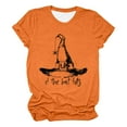 thumbnail image 4 of HCURIBAD T Shirts for Women, Graphic Tees Women's Halloween Print Crew Neck T-Shirt, Funny T-shirts, Womens Casual Tops, Sale Orange 4XL, 4 of 4