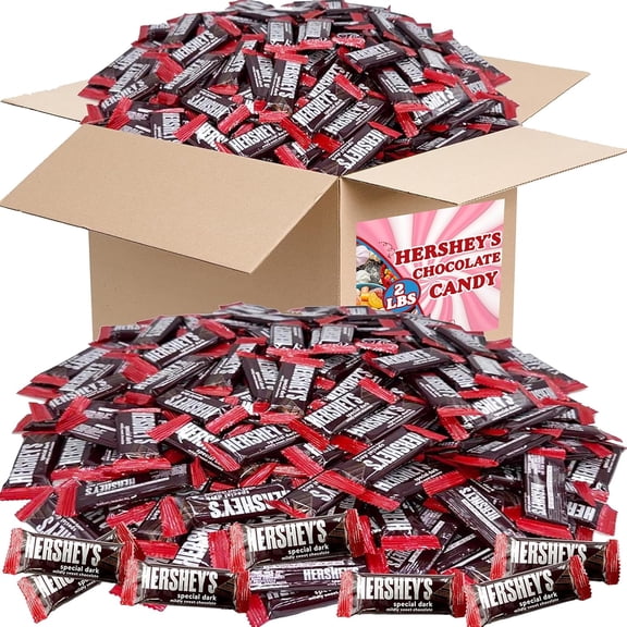 Hershey’s Special Dark Mini Chocolate Bars, 2 lb Bulk, Individually Wrapped Snack Size Candy