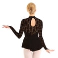 thumbnail image 3 of inhzoy Women's Floral Lace Lyrical Dance Dress Mock Neck Ballet Dance Leotard Dresses Black Small, 3 of 8