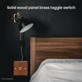thumbnail image 2 of 1pc Solid Wood Panel Switch Wall Lamp Retro Brass Rocker Switch, 2 of 3