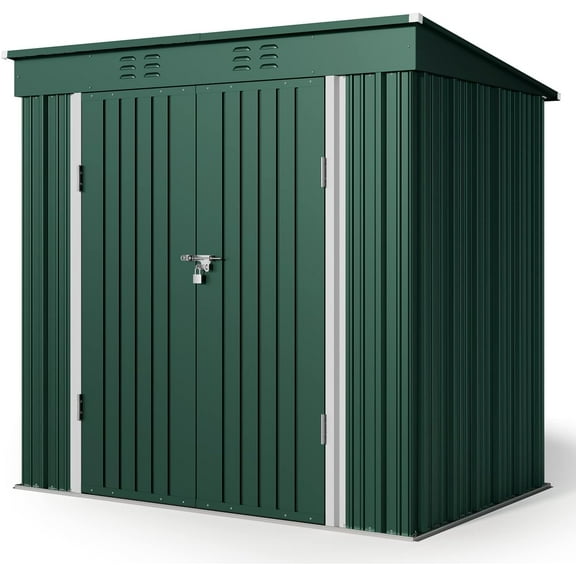 Lofka 6 x 4 ft. Outdoor Metal Storage Shed with Lockable Doors & Updated Frame for Backyard, Garden, Green