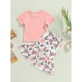thumbnail image 4 of Genuiskids Toddler Baby Girl Western Outfit Short Sleeve T-Shirts Top Cow Flare Pants Set 2Pcs Cowgirl Summer Bell Bottom Outfits 0-4T, 4 of 9