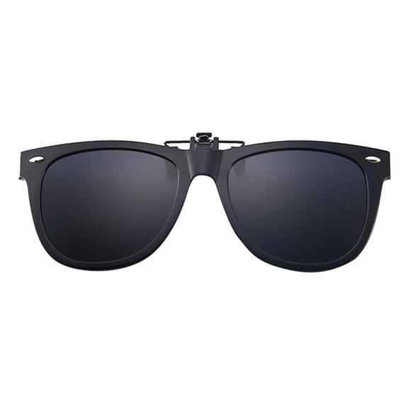 Polarized Clip On Sunglasses for Prescription Glasses, Flip Up Lens Overlay Lightweight Frame Attachment for Men Women Driving Fishing Commuting Black