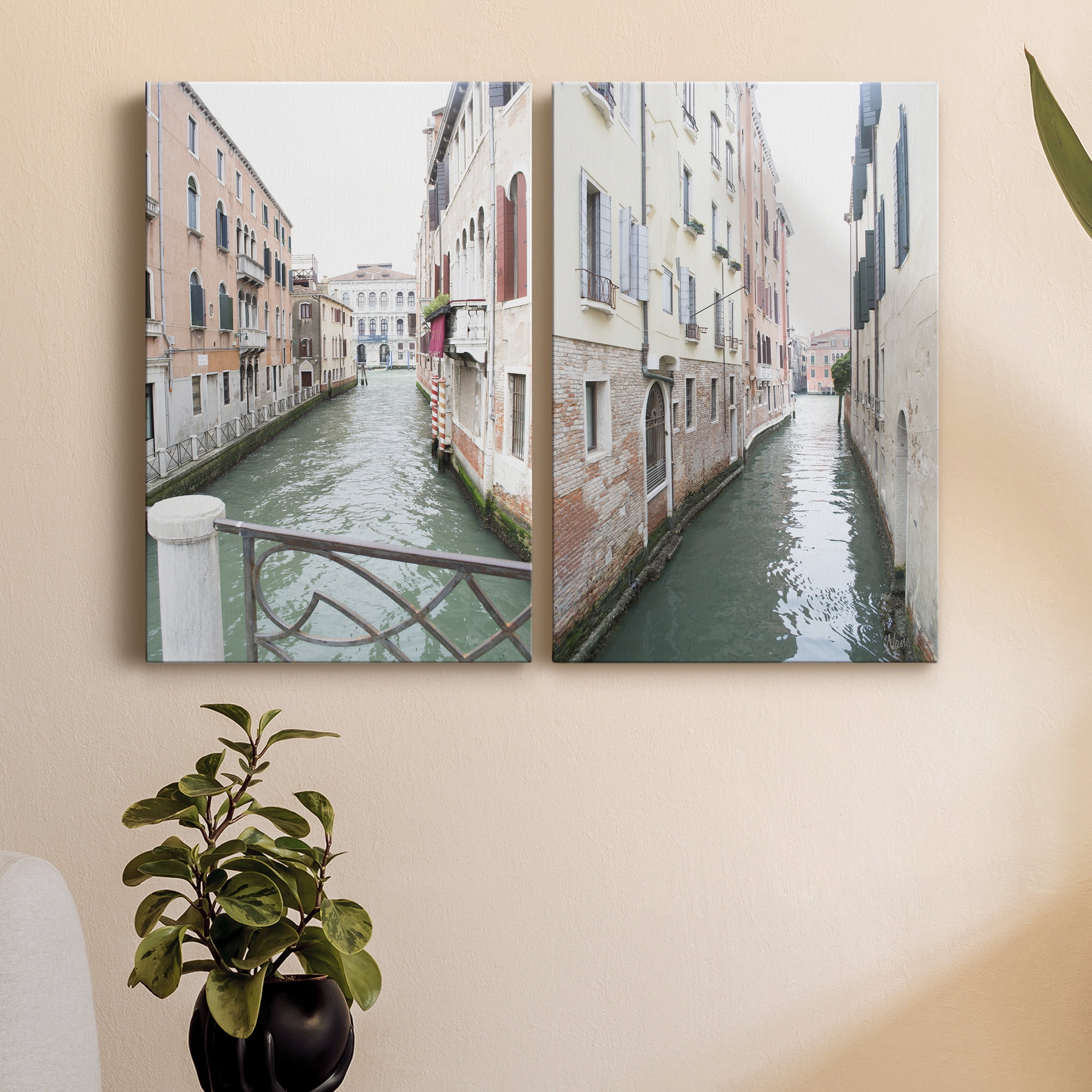 Venice Canal I Premium Gallery Wrapped Canvas - Ready to Hang - Set of 2 - 8 x 12 Each