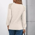 thumbnail image 6 of Women's Long Sleeve T-shirt Long Sleeve Shirts Lightweight Sweaters Casual Shirt V Neck Lace 2025 Fall Fashion Clothes,White Women's Long sleeve T-shirt M, 6 of 9