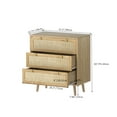 thumbnail image 6 of Eumyviv Rustic Oak 3-Drawer Dresser, Modern Farmhouse Chest of Drawers with Natural Rattan, Wood Legs for Bedroom, Living Room, Hallway, 31.5" W x 15.75" D x 36" H H0027, 6 of 8