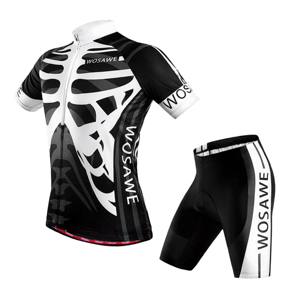 Men Professional Cycling Short &Skeleton Jersey Top Bike Clothing Sportswear 
